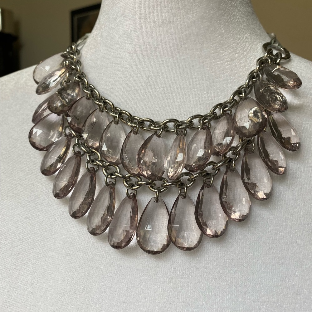 Sparkly gray toned statement necklace. Adjustable. Perfect condition.